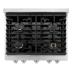 ZLINE 30 in. 4.2 cu. ft. Paramount Gas Range with 4 Burner Cooktop and Convection Gas Oven in Stainless Steel with Black Matte Door - SGR-BLM-30 - The Home Selection