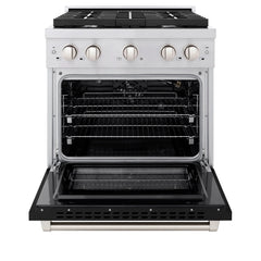 ZLINE 30 in. 4.2 cu. ft. Paramount Gas Range with 4 Burner Cooktop and Convection Gas Oven in Stainless Steel with Black Matte Door - SGR-BLM-30 - The Home Selection
