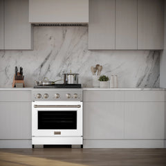 ZLINE 30 in. 4.2 cu. ft. Paramount Gas Range with 4 Burner Cooktop and Convection Gas Oven in Stainless Steel with White Matte Door - SGR-WM-30 - The Home Selection