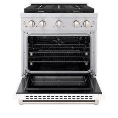 ZLINE 30 in. 4.2 cu. ft. Paramount Gas Range with 4 Burner Cooktop and Convection Gas Oven in Stainless Steel with White Matte Door - SGR-WM-30 - The Home Selection