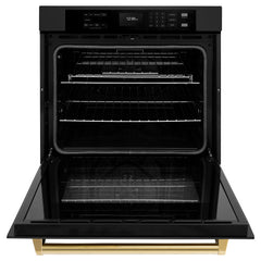 ZLINE 30 in. Autograph Edition Professional True Convection Single Wall Oven with Air Fry and Self Clean in Black Stainless Steel - WASBZ-30 - The Home Selection