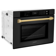 ZLINE 30 in. Autograph Edition Professional True Convection Single Wall Oven with Air Fry and Self Clean in Black Stainless Steel - WASBZ-30 - The Home Selection