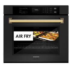 ZLINE 30 in. Autograph Edition Professional True Convection Single Wall Oven with Air Fry and Self Clean in Black Stainless Steel - WASBZ-30 - The Home Selection