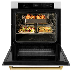 ZLINE 30 in. Autograph Edition Professional True Convection Single Wall Oven with Air Fry and Self Clean in DuraSnow® Stainless Steel - WASSZ-30 - The Home Selection