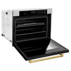 ZLINE 30 in. Autograph Edition Professional True Convection Single Wall Oven with Air Fry and Self Clean in DuraSnow® Stainless Steel - WASSZ-30 - The Home Selection