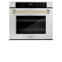 ZLINE 30 in. Autograph Edition Professional True Convection Single Wall Oven with Air Fry and Self Clean in DuraSnow® Stainless Steel - WASSZ-30 - The Home Selection