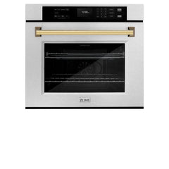 ZLINE 30 in. Autograph Edition Professional True Convection Single Wall Oven with Air Fry and Self Clean in DuraSnow® Stainless Steel - WASSZ-30 - The Home Selection