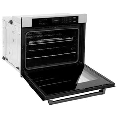 ZLINE 30 in. Autograph Edition Professional True Convection Single Wall Oven with Air Fry and Self Clean in DuraSnow® Stainless Steel with White Matte Door - WASSZ-WM-30 - The Home Selection