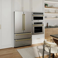 ZLINE 30 in. Autograph Edition Professional True Convection Single Wall Oven with Air Fry and Self Clean in Stainless Steel with Champagne Bronze Handle - WASZ-30-CB - The Home Selection