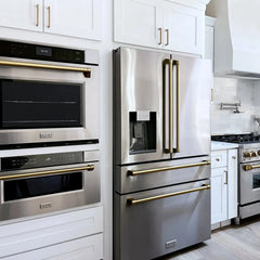 ZLINE 30 in. Autograph Edition Professional True Convection Single Wall Oven with Air Fry and Self Clean in Stainless Steel with Champagne Bronze Handle - WASZ-30-CB - The Home Selection