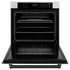 ZLINE 30 in. Autograph Edition Professional True Convection Single Wall Oven with Air Fry and Self Clean in Stainless Steel with Matte Black Handle - WASZ-30-MB - The Home Selection
