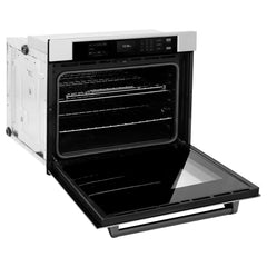 ZLINE 30 in. Autograph Edition Professional True Convection Single Wall Oven with Air Fry and Self Clean in Stainless Steel with Matte Black Handle - WASZ-30-MB - The Home Selection