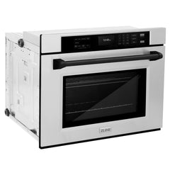 ZLINE 30 in. Autograph Edition Professional True Convection Single Wall Oven with Air Fry and Self Clean in Stainless Steel with Matte Black Handle - WASZ-30-MB - The Home Selection