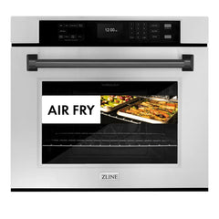 ZLINE 30 in. Autograph Edition Professional True Convection Single Wall Oven with Air Fry and Self Clean in Stainless Steel with Matte Black Handle - WASZ-30-MB - The Home Selection