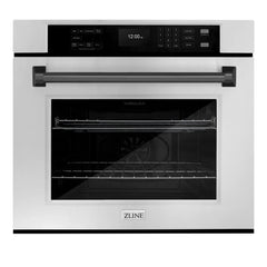 ZLINE 30 in. Autograph Edition Professional True Convection Single Wall Oven with Air Fry and Self Clean in Stainless Steel with Matte Black Handle - WASZ-30-MB - The Home Selection