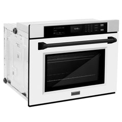 ZLINE 30 in. Autograph Edition Professional True Convection Single Wall Oven with Air Fry and Self Clean in Stainless Steel with White Matte Door - WASZ-WM-30 - The Home Selection