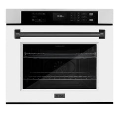 ZLINE 30 in. Autograph Edition Professional True Convection Single Wall Oven with Air Fry and Self Clean in Stainless Steel with White Matte Door - WASZ-WM-30 - The Home Selection
