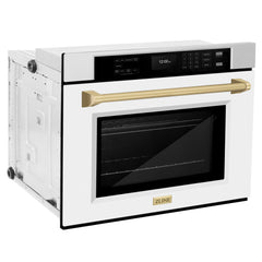 ZLINE 30 in. Autograph Edition Professional True Convection Single Wall Oven with Air Fry and Self Clean in Stainless Steel with White Matte Door - WASZ-WM-30 - The Home Selection