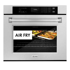 ZLINE 30 in. Professional True Convection Single Wall Oven with Air Fry and Self Clean in DuraSnow® Stainless Steel - WASS-30 - The Home Selection