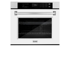 ZLINE 30 in. Professional True Convection Single Wall Oven with Air Fry and Self Clean in DuraSnow® Stainless Steel with White Matte Door - WASS-WM-30 - The Home Selection