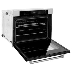 ZLINE 30 in. Professional True Convection Single Wall Oven with Air Fry and Self Clean in DuraSnow® Stainless Steel with White Matte Door - WASS-WM-30 - The Home Selection
