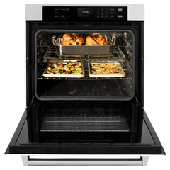 ZLINE 30 in. Professional True Convection Single Wall Oven with Air Fry and Self Clean in DuraSnow® Stainless Steel with White Matte Door - WASS-WM-30 - The Home Selection