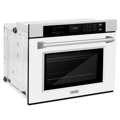 ZLINE 30 in. Professional True Convection Single Wall Oven with Air Fry and Self Clean in DuraSnow® Stainless Steel with White Matte Door - WASS-WM-30 - The Home Selection