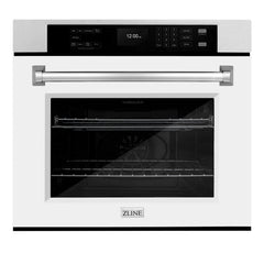 ZLINE 30 in. Professional True Convection Single Wall Oven with Air Fry and Self Clean in DuraSnow® Stainless Steel with White Matte Door - WASS-WM-30 - The Home Selection
