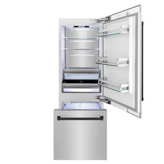 ZLINE 30 Inch 16.1 cu. ft. Built-In Bottom Freezer Refrigerator with Water Dispenser and Ice Maker in Stainless Steel - RBIV - The Home Selection