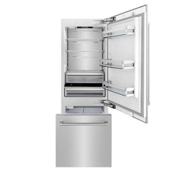 ZLINE 30 Inch 16.1 cu. ft. Built-In Bottom Freezer Refrigerator with Water Dispenser and Ice Maker in Stainless Steel - RBIV - The Home Selection