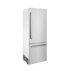 ZLINE 30 Inch 16.1 cu. ft. Built-In Bottom Freezer Refrigerator with Water Dispenser and Ice Maker in Stainless Steel - RBIV - The Home Selection