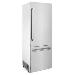 ZLINE 30 Inch 16.1 cu. ft. Built-In Bottom Freezer Refrigerator with Water Dispenser and Ice Maker in Stainless Steel - RBIV - The Home Selection