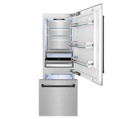 ZLINE 30-Inch Autograph Edition 16.1 cu. ft. Built-in 2-Door Bottom Freezer Refrigerator with Internal Water and Ice Dispenser in Fingerprint Resistant Stainless Steel with Matte Black Accents (RBIVZ-SN-30-MB) - The Home Selection