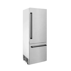 ZLINE 30-Inch Autograph Edition 16.1 cu. ft. Built-in 2-Door Bottom Freezer Refrigerator with Internal Water and Ice Dispenser in Fingerprint Resistant Stainless Steel with Matte Black Accents (RBIVZ-SN-30-MB) - The Home Selection