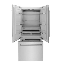 ZLINE 36" 19.6 cu. ft. Built-In 3-Door French Door Refrigerator with Internal Water and Ice Dispenser in Fingerprint Resistant Stainless Steel (RBIV-SN-36) - The Home Selection