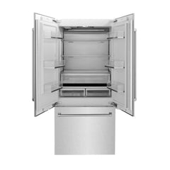 ZLINE 36" 19.6 cu. ft. Built-In 3-Door French Door Refrigerator with Internal Water and Ice Dispenser in Fingerprint Resistant Stainless Steel (RBIV-SN-36) - The Home Selection