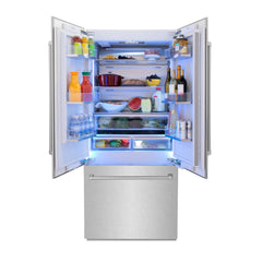ZLINE 36" 19.6 cu. ft. Built-In 3-Door French Door Refrigerator with Internal Water and Ice Dispenser in Fingerprint Resistant Stainless Steel (RBIV-SN-36) - The Home Selection