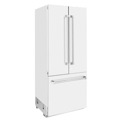 ZLINE 36" 19.6 cu. ft. Built-In 3-Door French Door Refrigerator with Internal Water and Ice Dispenser in White Matte (RBIV-WM-36) - The Home Selection