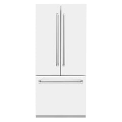 ZLINE 36" 19.6 cu. ft. Built-In 3-Door French Door Refrigerator with Internal Water and Ice Dispenser in White Matte (RBIV-WM-36) - The Home Selection