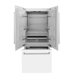 ZLINE 36" 19.6 cu. ft. Built-In 3-Door French Door Refrigerator with Internal Water and Ice Dispenser in White Matte (RBIV-WM-36) - The Home Selection