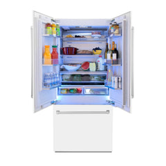 ZLINE 36" 19.6 cu. ft. Built-In 3-Door French Door Refrigerator with Internal Water and Ice Dispenser in White Matte (RBIV-WM-36) - The Home Selection