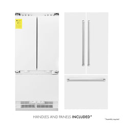 ZLINE 36" 19.6 cu. ft. Built-In 3-Door French Door Refrigerator with Internal Water and Ice Dispenser in White Matte (RBIV-WM-36) - The Home Selection