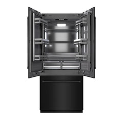 ZLINE 36 in. 19.6 cu. ft. French Door Built-In Bottom Freezer Refrigerator with Water Dispenser and Ice Maker in Black Stainless Steel with Graphite Gray Interior - GRBIV-BS-36 - The Home Selection