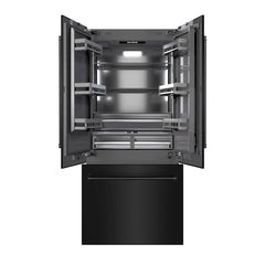 ZLINE 36 in. 19.6 cu. ft. French Door Built-In Bottom Freezer Refrigerator with Water Dispenser and Ice Maker in Black Stainless Steel with Graphite Gray Interior - GRBIV-BS-36 - The Home Selection