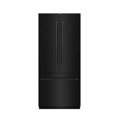 ZLINE 36 in. 19.6 cu. ft. French Door Built-In Bottom Freezer Refrigerator with Water Dispenser and Ice Maker in Black Stainless Steel with Graphite Gray Interior - GRBIV-BS-36 - The Home Selection