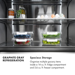 ZLINE 36 in. 19.6 cu. ft. French Door Built-In Bottom Freezer Refrigerator with Water Dispenser and Ice Maker in Satin Stainless Steel with Graphite Gray Interior - GRBIV - The Home Selection