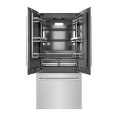 ZLINE 36 in. 19.6 cu. ft. French Door Built-In Bottom Freezer Refrigerator with Water Dispenser and Ice Maker in Stainless Steel - GRBIV - The Home Selection