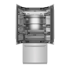 ZLINE 36 in. 19.6 cu. ft. French Door Built-In Bottom Freezer Refrigerator with Water Dispenser and Ice Maker - SRBIV - The Home Selection