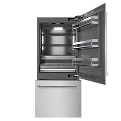 ZLINE 36 in. 19.8 cu. ft. Built-In Bottom Freezer Refrigerator with Water Dispenser and Ice Maker in Satin Stainless Steel with Graphite Gray Interior - GRBIT - The Home Selection