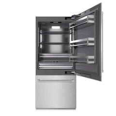ZLINE 36 in. 19.8 cu. ft. Built-In Bottom Freezer Refrigerator with Water Dispenser and Ice Maker in Satin Stainless Steel with Graphite Gray Interior - GRBIT - The Home Selection